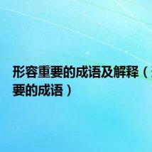 形容重要的成语及解释(形容重要的成语)