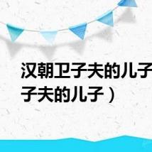 汉朝卫子夫的儿子（卫子夫的儿子）