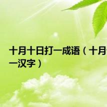 十月十日打一成语(十月十日打一汉字)