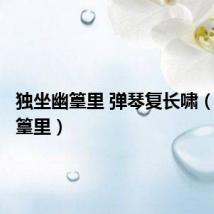 独坐幽篁里 弹琴复长啸(独坐幽篁里)