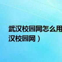 武汉校园网怎么用（武汉校园网）