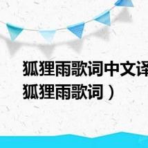 狐狸雨歌词中文译版(狐狸雨歌词)