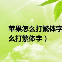 苹果怎么打繁体字（怎么打繁体字）