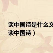 谈中国诗是什么文体（谈中国诗）