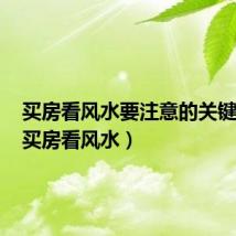 买房看风水要注意的关键五点(买房看风水)