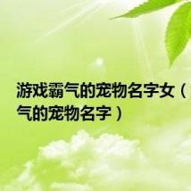 游戏霸气的宠物名字女(游戏霸气的宠物名字)