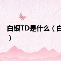 白银TD是什么（白银td）
