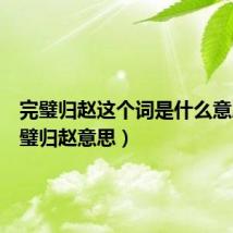 完璧归赵这个词是什么意思(完璧归赵意思)