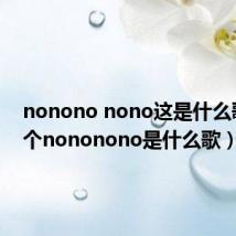 nonono nono这是什么歌（那个nononono是什么歌）