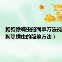 狗狗除螨虫的简单方法视频(狗狗除螨虫的简单方法)