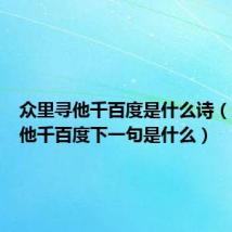 众里寻他千百度是什么诗（众里寻他千百度下一句是什么）