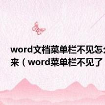 word文档菜单栏不见怎么弄回来(word菜单栏不见了)