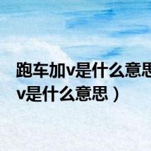 跑车加v是什么意思(加v是什么意思)