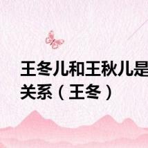 王冬儿和王秋儿是什么关系（王冬）