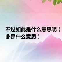 不过如此是什么意思呢(不过如此是什么意思)