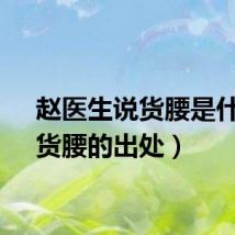 赵医生说货腰是什么（货腰的出处）