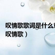 叹情歌歌词是什么意思（叹情歌）