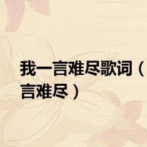 我一言难尽歌词（我一言难尽）