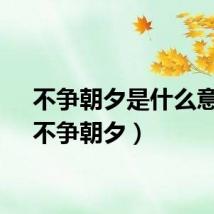 不争朝夕是什么意思（不争朝夕）