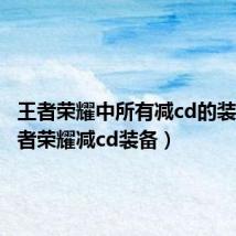 王者荣耀中所有减cd的装备(王者荣耀减cd装备)