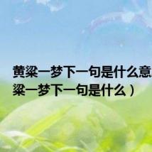 黄粱一梦下一句是什么意思(黄粱一梦下一句是什么)