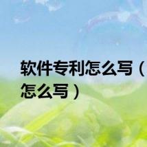 软件专利怎么写（专利怎么写）