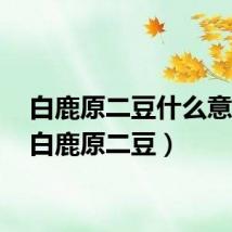 白鹿原二豆什么意义?(白鹿原二豆)