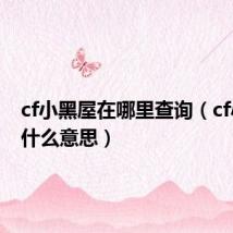 cf小黑屋在哪里查询（cf小黑屋什么意思）