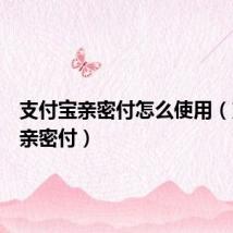 支付宝亲密付怎么使用(支付宝亲密付)
