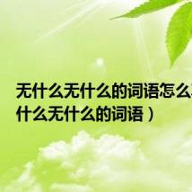 无什么无什么的词语怎么写（无什么无什么的词语）