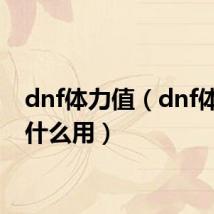 dnf体力值(dnf体力有什么用)