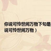你说可怜世间万物下句是啥（你说可怜世间万物）