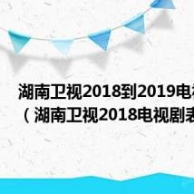 湖南卫视2018到2019电视剧表（湖南卫视2018电视剧表）