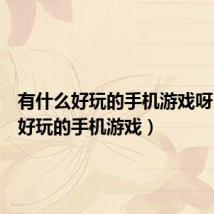 有什么好玩的手机游戏呀（有啥好玩的手机游戏）