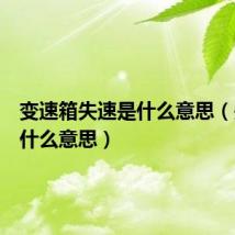 变速箱失速是什么意思（失速是什么意思）