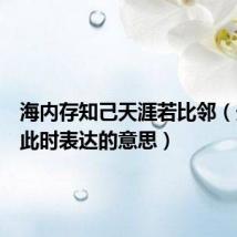 海内存知己天涯若比邻（天涯共此时表达的意思）