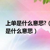 上单是什么意思?（上单是什么意思）