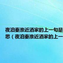 夜泊秦淮近酒家的上一句是什么意思（夜泊秦淮近酒家的上一句）