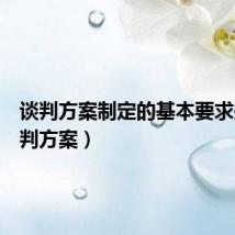 谈判方案制定的基本要求是（谈判方案）