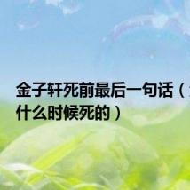 金子轩死前最后一句话（金子轩什么时候死的）