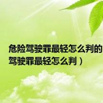 危险驾驶罪最轻怎么判的（危险驾驶罪最轻怎么判）