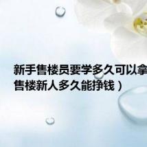 新手售楼员要学多久可以拿提成（售楼新人多久能挣钱）