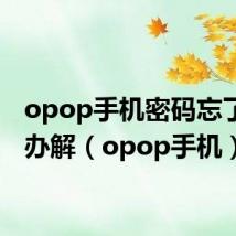 opop手机密码忘了怎么办解（opop手机）