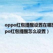 oppo红包提醒设置在哪里（oppo红包提醒怎么设置）