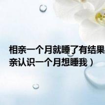 相亲一个月就睡了有结果吗(相亲认识一个月想睡我)