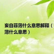 妄自菲薄什么意思解释(妄自菲薄什么意思)