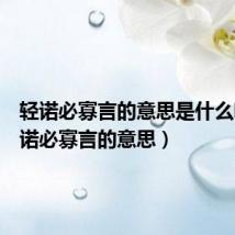 轻诺必寡言的意思是什么呢(轻诺必寡言的意思)