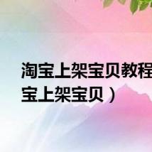 淘宝上架宝贝教程（淘宝上架宝贝）