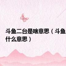 斗鱼二台是啥意思（斗鱼二台是什么意思）