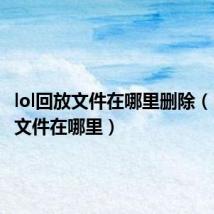 lol回放文件在哪里删除(lol回放文件在哪里)